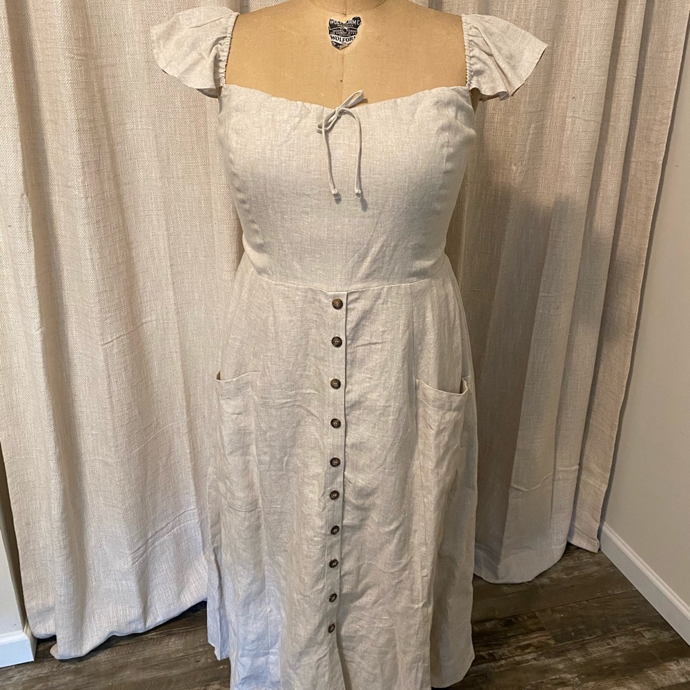 REFORMATION Francis Off the Shoulder Linen Dress